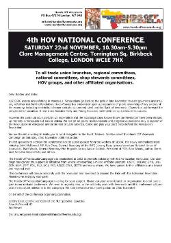 Hands Off Venezuela National Conference 2008 letter page 1