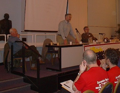 Jeremy Corbyn speaking from the platform