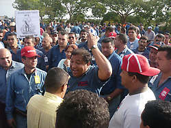 Striking steel workers at SIDOR