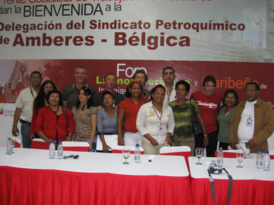 Belgian delegation with union and community leaders in Puerto La Cruz