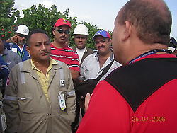 Stalin Perez Borges talking to striking workers
