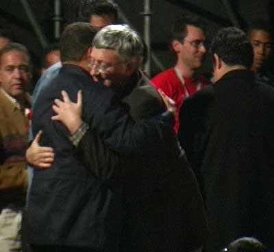 Hugo Chavez embracing Alan Woods